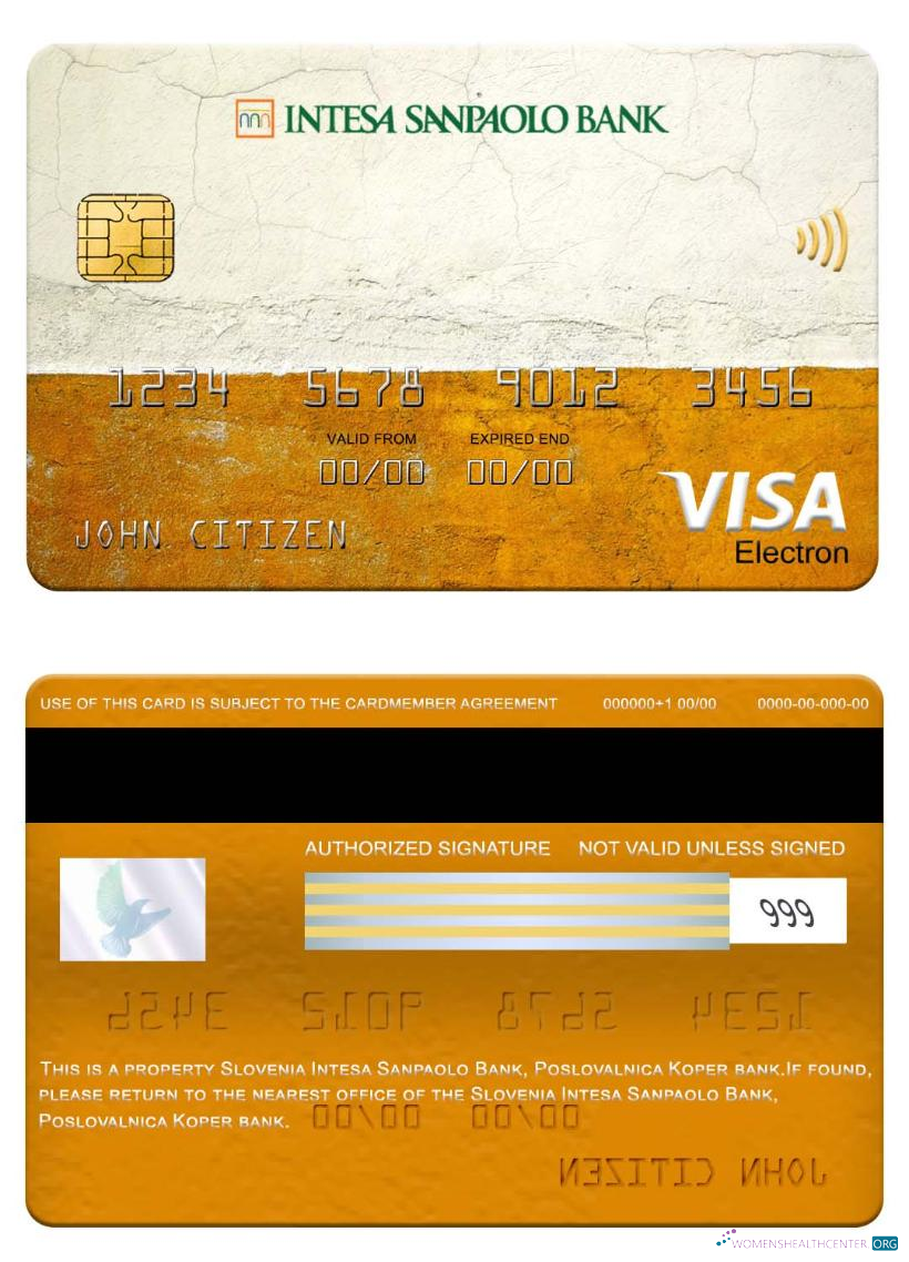 Download Slovenia Intesa Sanpaolo Bank, Poslovalnica Koper bank visa elecron card Photoshop template